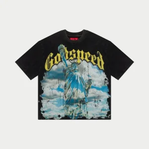 Godspeed T Shirt Statue of Liberty Graphic Black