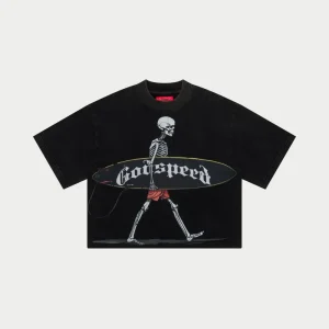 Godspeed T Shirt Skeleton Surfer Graphic Black