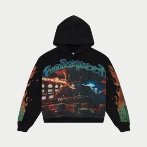 Godspeed Hoodie Skeleton Casino Graphic Pullover Black