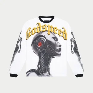 Godspeed Sweatshirt Cyber Robot Graphic White