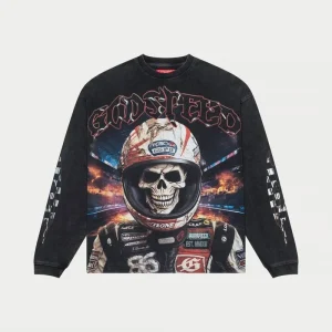 Godspeed Sweatshirt Skull Racer Graphic Washed Black