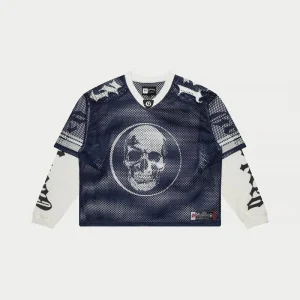 Godspeed Sweatshirt Skull Football Jersey Layered Navy