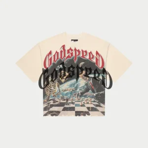 Godspeed T Shirt Skeleton Chess Graphic Cream