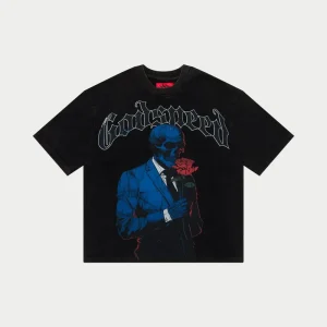 Godspeed T Shirt Skull Suit Rose Graphic Black