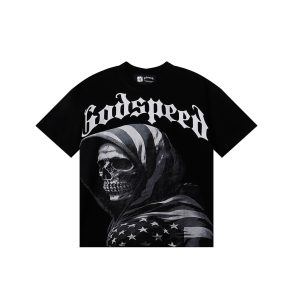 Godspeed Skull Flag Graphic T-Shirt Black