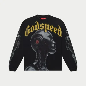 Godspeed Sweatshirt Cyber Robot Graphic Black