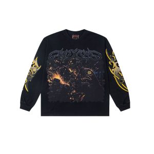 Godspeed Under Construction Long Sleeve Tee Industrial Graphic Streetwear Black Oversized Shirt