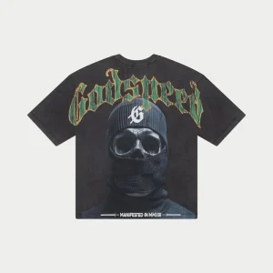 Godspeed T Shirt Skull Mask Graphic Washed Black