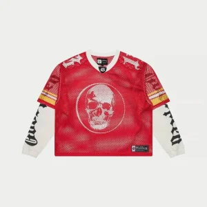 Godspeed Sweatshirt Skull Football Jersey Layered Red