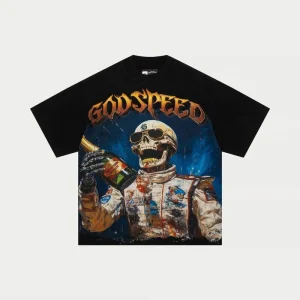 Godspeed T Shirt Skull Racer Champagne Graphic Black