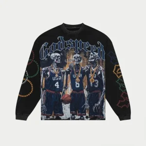 Godspeed Sweatshirt Skeleton Basketball Graphic Black