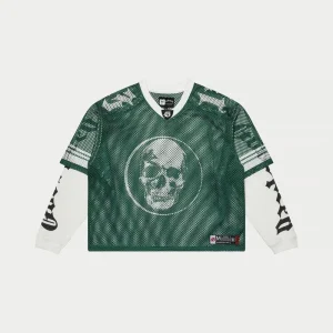 Godspeed Sweatshirt Skull Football Jersey Layered Green
