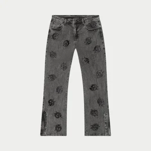 Godspeed Jeans Washed Grey Repeating Logo Graphic