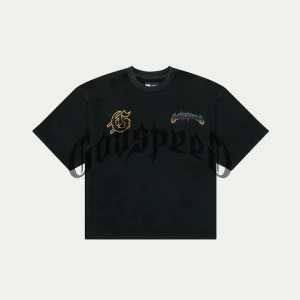 Godspeed T Shirt Skeleton Biker Back Graphic Black