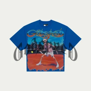 Godspeed T Shirt Skeleton Tennis Graphic Blue