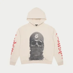Godspeed Hoodie Skull Mask Graphic Pullover Cream Beige