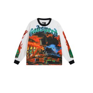 Godspeed Life's A Gamble Long Sleeve T-Shirt White Casino Graphic Streetwear Oversized Tee