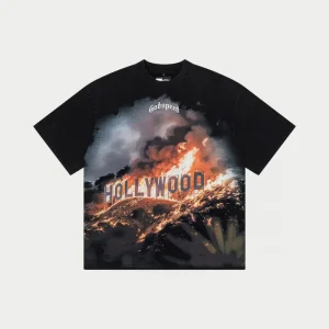 Godspeed T Shirt Burning Hollywood Graphic Black