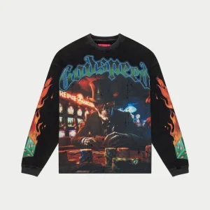Godspeed Sweatshirt Skeleton Casino Graphic Black